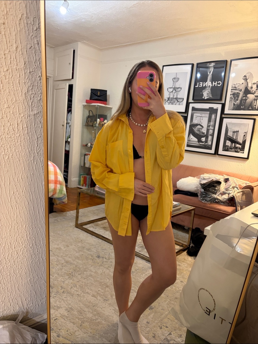 Yellow Button-Up Shirt/Coverup